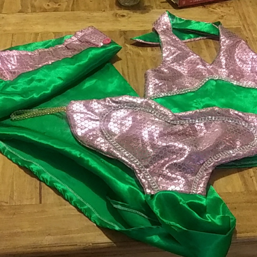 Halloween Costume .Handmade satin mermaid dress up
